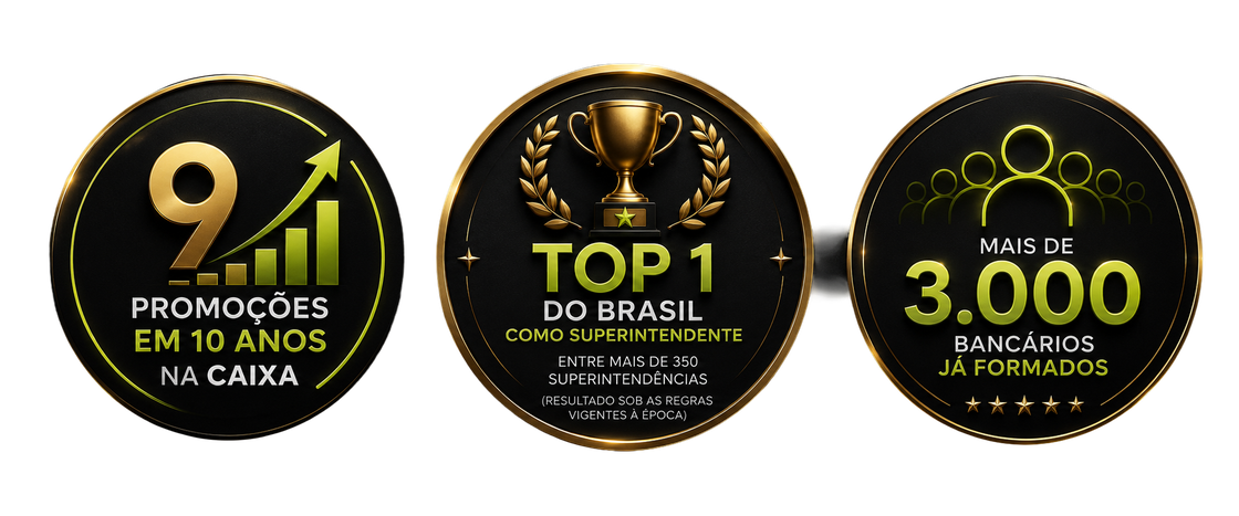 9 promoções em 10 anos na CAIXA · TOP 1 do Brasil · Mais de 3.000 bancários já formados