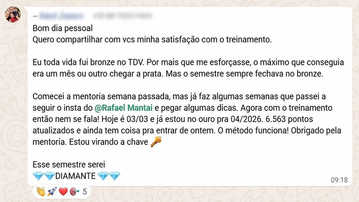 Depoimento de aluno